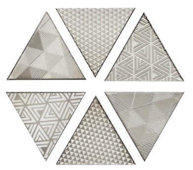 Плитка vibrazioni platino comp. 6 grafiche (l17xh15) 15x17 PETRACER'S Triangolo арт. TG D VIBRA 07