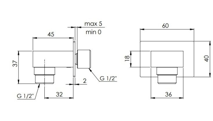 Шланговое подключение для душа никель глянцевый, Remer, скрытого монтажа 309WNP