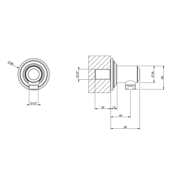 Подвод воды, Gessi Venti20, brass pvd арт. 65169#710