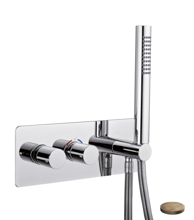 Встраиваемый термостатический смеситель, интегрированный душевой комплект + дополнительный выход воды, встраиваемый бокс, Giulini Termostatici, матовая бронза арт. 8278BROP