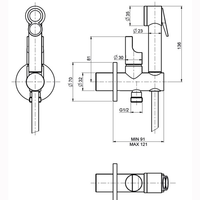 Fima Carlo Frattini Гигиенический смеситель, Collettivita, F2320/1NBS F2645 цвет: белый