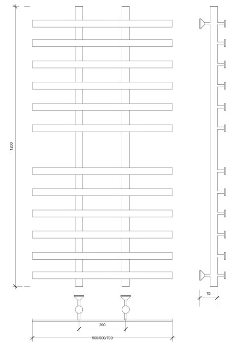 Полотенцесушитель водяной 120x20x70 Понтида 4 (хром) Secado арт. 4603777447854