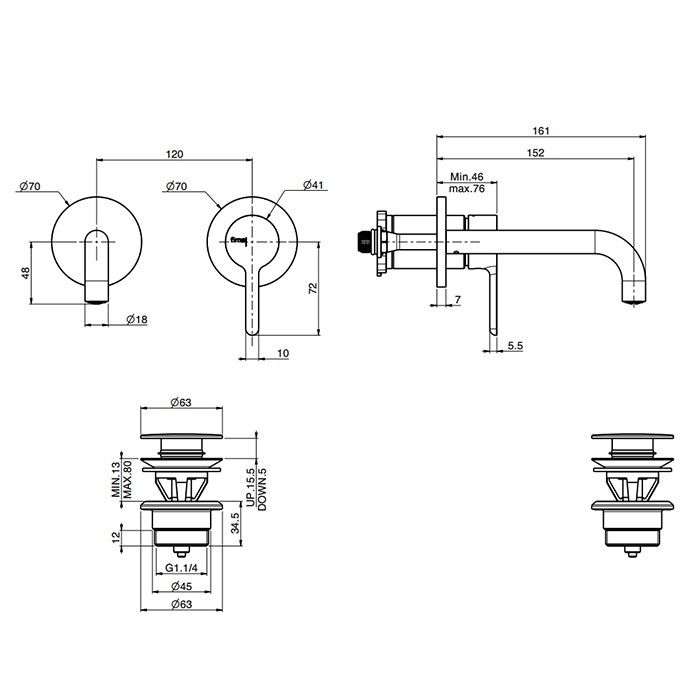 Fima Carlo Frattini Cмеситель для раковины, излив: 16.1см., встраиваемый, Snap, F3121WX9NS цвет: черный