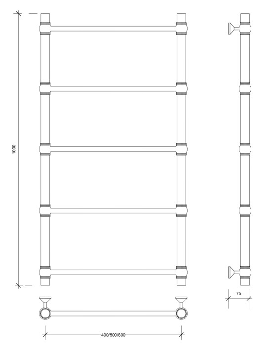 Полотенцесушитель водяной 100x60 Флоренция 1 (хром) Secado арт. 4603759404424