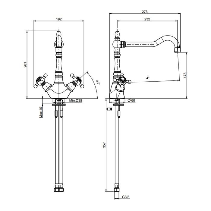 Fima Carlo Frattini Смеситель для кухни, на 1 отв., Kitchen, F5087OR цвет: золото