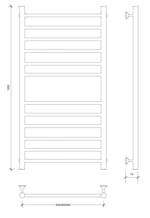 Полотенцесушитель водяной 100x50 Триада 4 (черный) Secado арт. 4673739229231