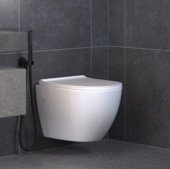 Комплект унитаза Berges с инсталляцией ATOM Line 410 черная Soft Touch, унитаз OKUS, сиденье дюропласт Okus Slim SO арт. 042445