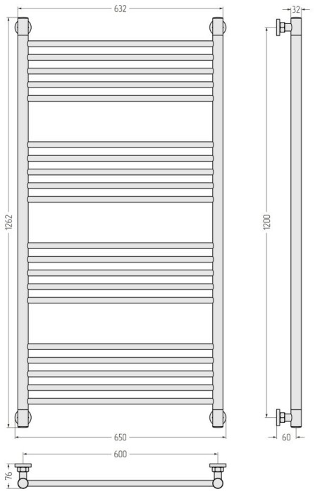Сунержа Водяной полотенцесушитель 1200x600, Богема+ прямая, 12-0220-1260 цвет: белый