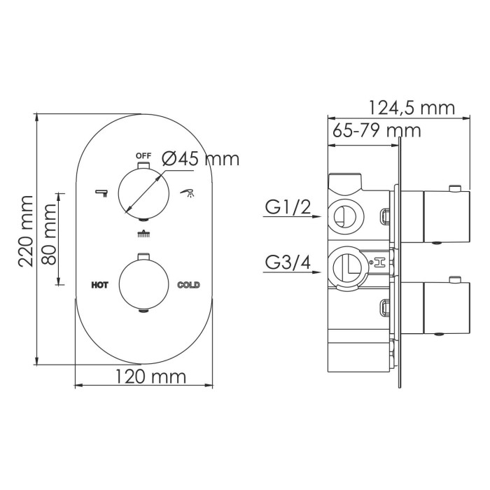 Термостатический смеситель для ванны и душа Elbe 7400 WasserKRAFT арт. 7444 Thermo