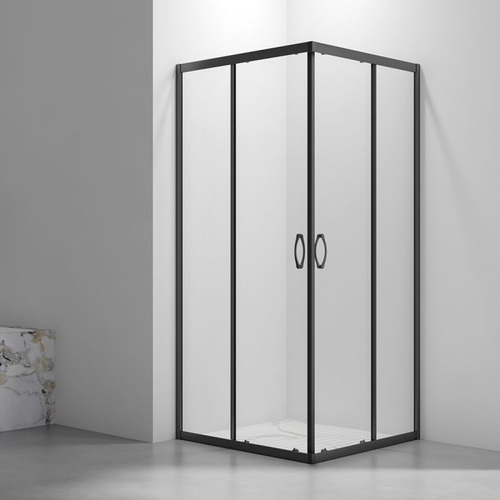 Душевой угол 900x900x1900, Veconi Rovigo, черный, стекло прозрачное арт. RV101B-90-01-C5