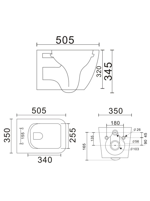 Унитаз подвесной безободковый, Wonzon & Woghand Rona, WW-UP2216-GW цвет: белый