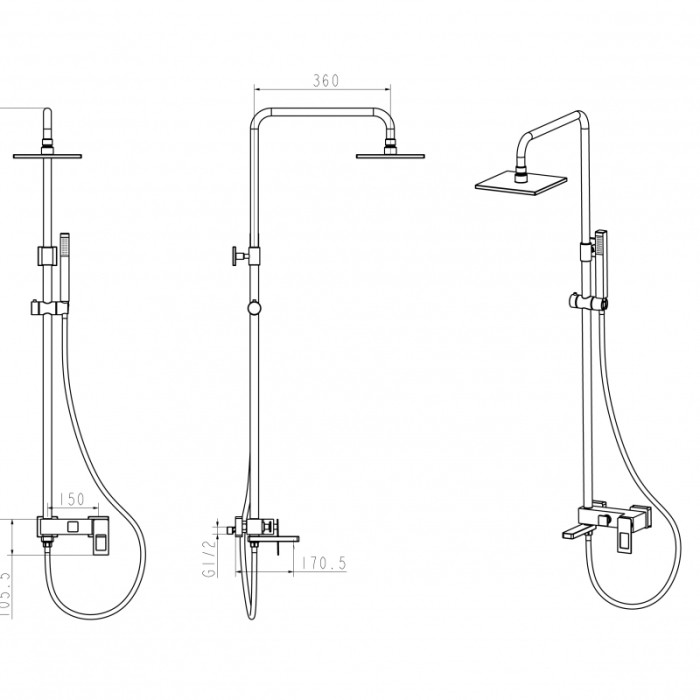 Стойка для душа Black Q Boheme 148-BB