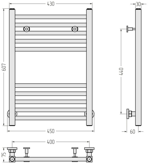 Сунержа Водяной полотенцесушитель 600x400, Модус, 12-0250-6040 цвет: белый