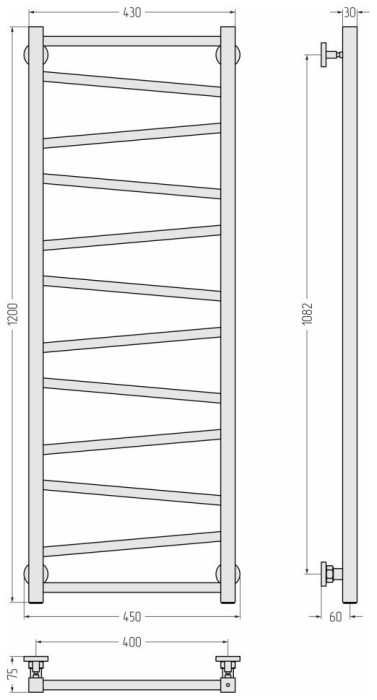 Сунержа Водяной полотенцесушитель 1200x400, Сирокко, 30-0253-1240 цвет: матовый белый