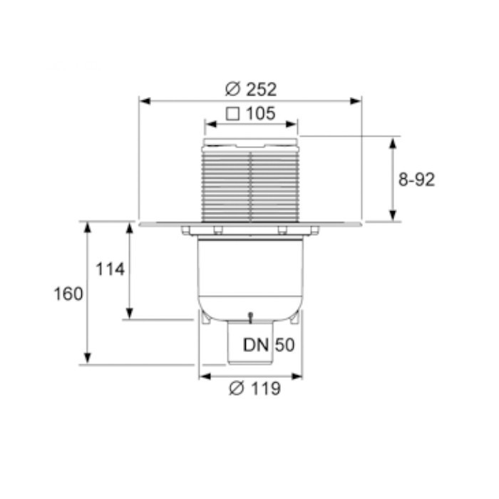 Трап вертикальный с универсальным фланцем seal system, TECE арт. 3601300