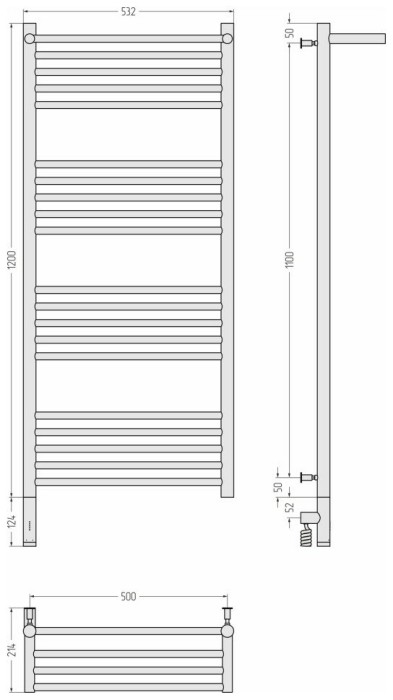 Сунержа Электрический полотенцесушитель 1200x500, Богема 3.0 с 1 полкой, 032-5806-1250 цвет: матовое золото
