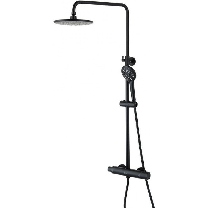 Душевая стойка Lemark Bronx LM3770BL c термостатом, цвет: черный