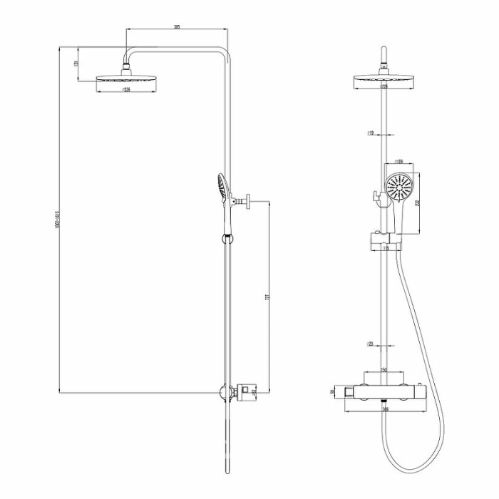 Душевая стойка Lemark Bronx LM3770BL c термостатом, цвет: черный