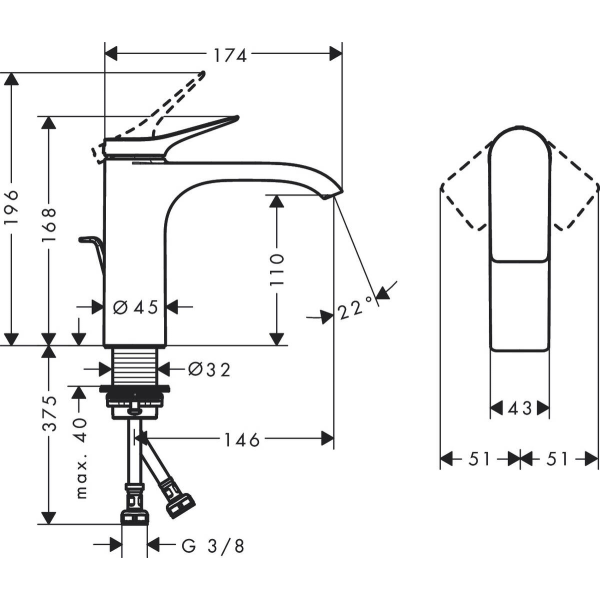 Смеситель для раковины со сливным гарнитуром, Hansgrohe Vivenis, черный арт. 75020670