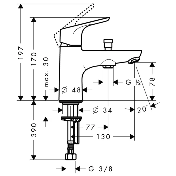 Смеситель для ванны Monotrou, Hansgrohe Focus, хром арт. 31930000
