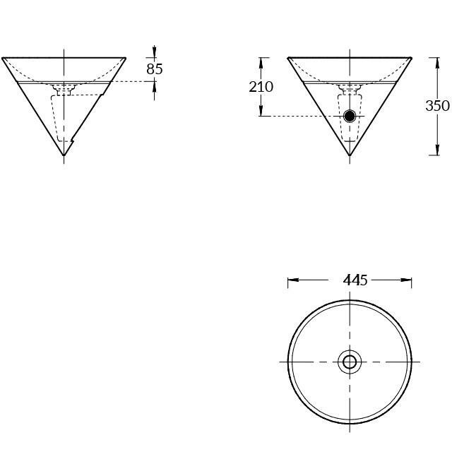 Раковина встраиваемая сверху 44,5x44,5см, Cono Kerama Marazzi, белый - CO.wbi.44