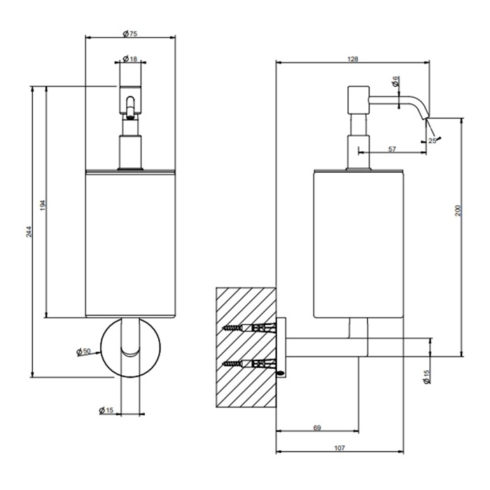 Дозатор для мыла настенный черный, Gessi Tondo, хром арт. 63614#031