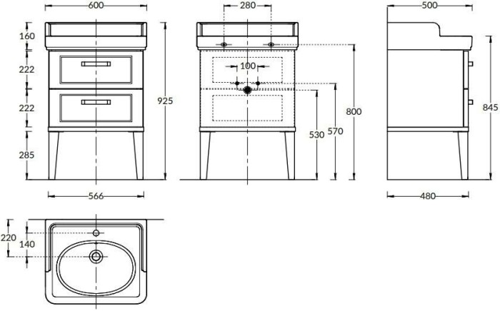 Тумба напольная с 2 ящиками 60см, Pompei Kerama Marazzi, бежевый - PO.N.60.2\CAM