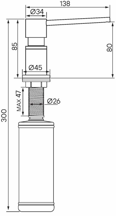 Дозатор для кухни Paulmark KRAFT, брашированное золото - D003-BG