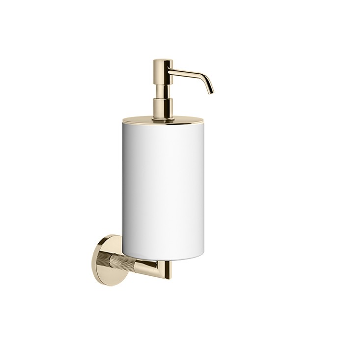Дозатор для жидкого мыла, подвесной, Gessi Anello, finox brushed nickel/белый арт. 63713#149