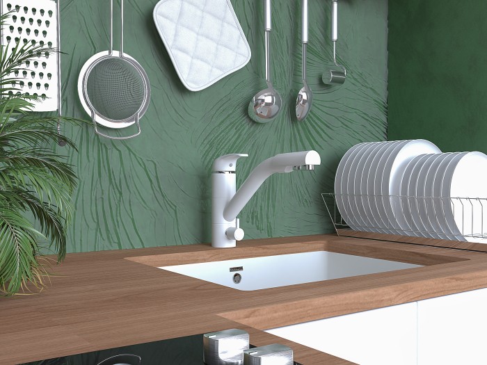 Смеситель для кухни  Paulmark HESSEN, белый матовый - He213017-431