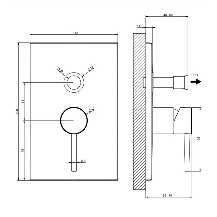 Смеситель для душа, встраиваемый, на 2 выхода с переключателем ванна-душ, Gessi Emporio Via tortona, finox brushed nickel арт. 44664#149
