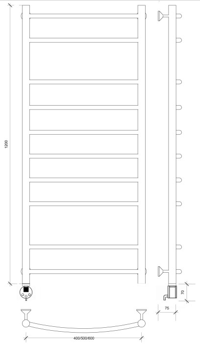 Полотенцесушитель электрический 120x50 Милан 2 Secado арт. 4673739238257