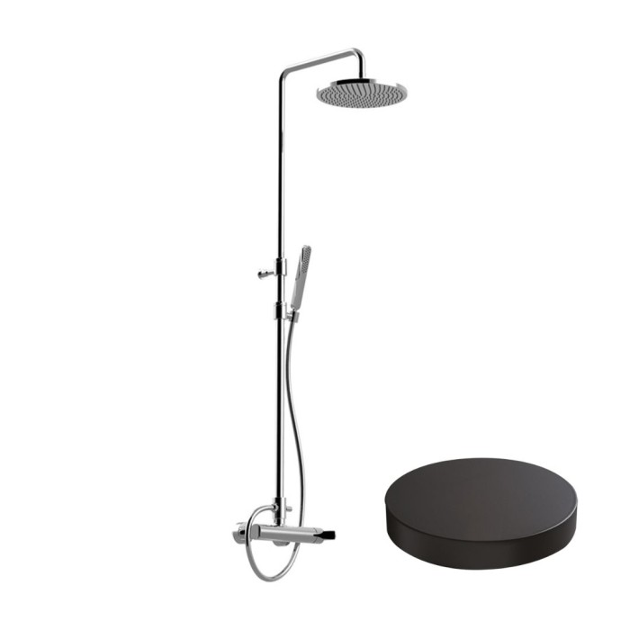 Душевая колонна внешнего монтажа, ручной душ, верхний душ из латуни, Giulini Surf, черный матовый арт. 5808SWC-SNO