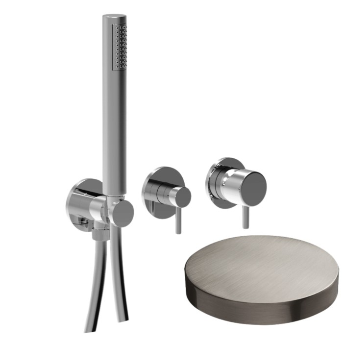 Внешняя часть смесителя для душа на 3 режима, однорычажный, поворотный переключатель, ручной душ + 2 доп. вывода воды, Giulini My future, никель матовый арт. 59X5302EPNKO