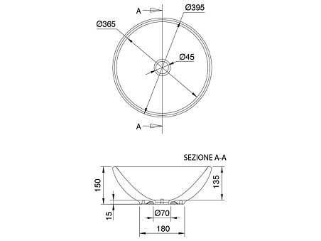 Раковина SFERA накладная без перелива, без отверстий, цвет белый, Scarabeo Thin-line - 8009