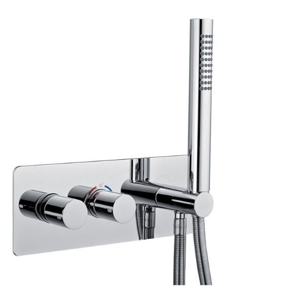 Внешняя часть встраиваемого термостатического смесителя, интегрированный душевой комплект + дополнительный выход воды, встраиваемый бокс, Giulini Termostatici, хром арт. 8278-EP