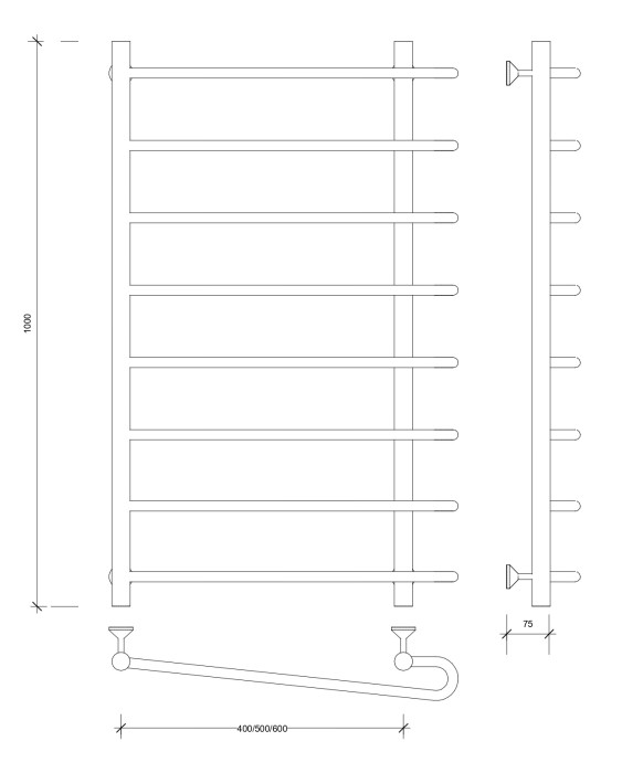 Полотенцесушитель водяной 100x40x50 Венеция 2 (хром) Secado арт. 4603777446390