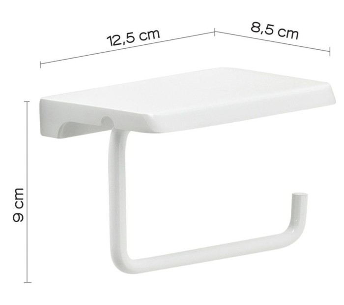 Бумагодержатель с плоской крышкой - площадкой под телефон Gedy, 2039(02) цвет: белый