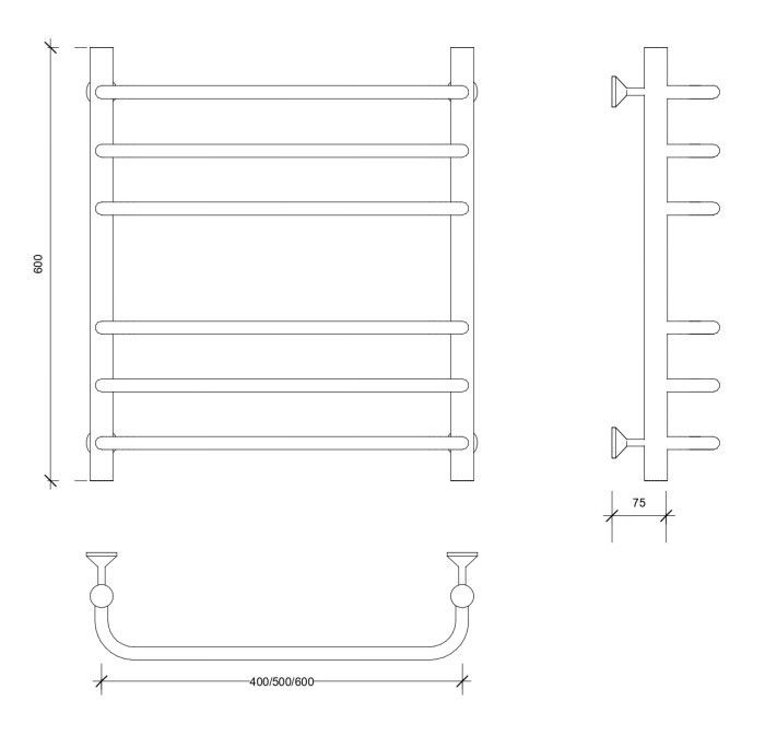 Полотенцесушитель водяной 60x50 Мерида 3 (хром) Secado арт. 4603759406107