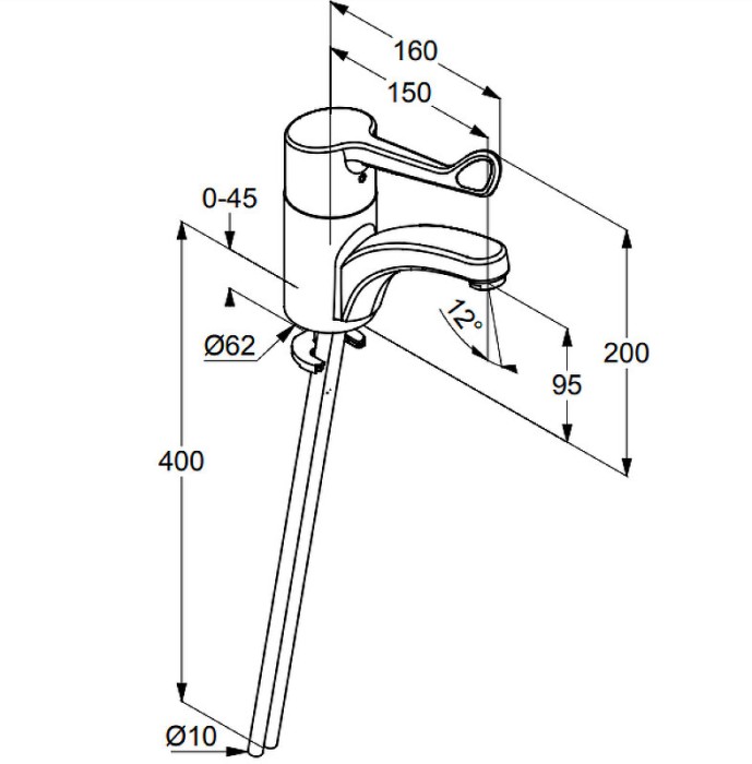 Однорычажный смеситель для раковины dn15, medi care Kludi, хром - 341120534