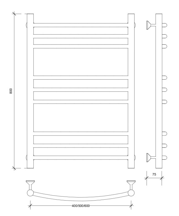 Полотенцесушитель водяной 80x60 Милан 3 (хром) Secado арт. 4603777444976