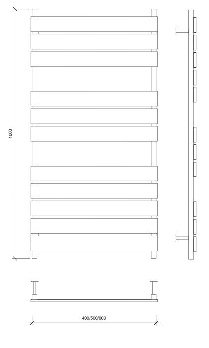 Полотенцесушитель водяной 100x60 Мормано (черный) Secado арт. 4673739253137