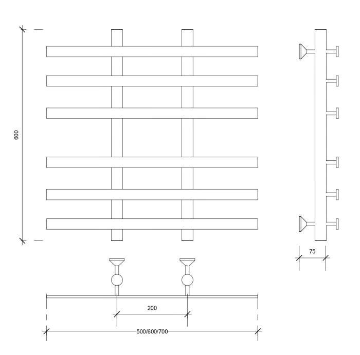 Полотенцесушитель водяной 60x20x50 Понтида 4 (хром) Secado арт. 4603759406701