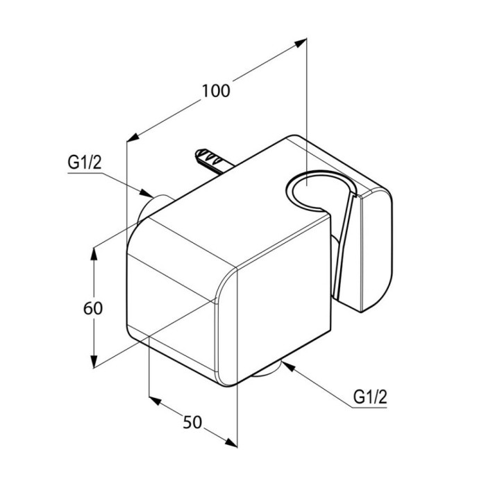 Cоединение для шланга с настенным держателем для душа, a-qa Kludi, хром - 6556005-00