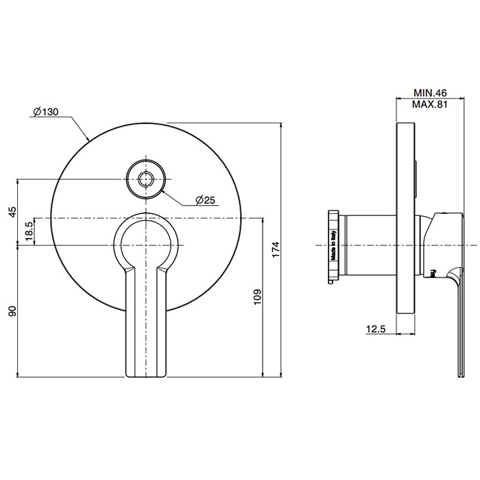 Fima Carlo Frattini Смеситель для душа, встраиваемый, с переключателем на 2 потока, Mast, F3139E2OR цвет: золото