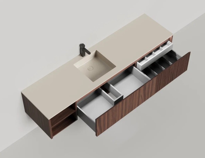 Подвесная тумба domino 2000, шпон, с открытой полкой, под встраиваемую, Salini арт. 27D220AIN