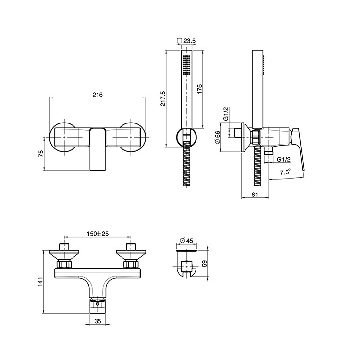 Fima Carlo Frattini Смеситель для душа, настенный, с душ. комплектом, Fit, F3385BS цвет: хром