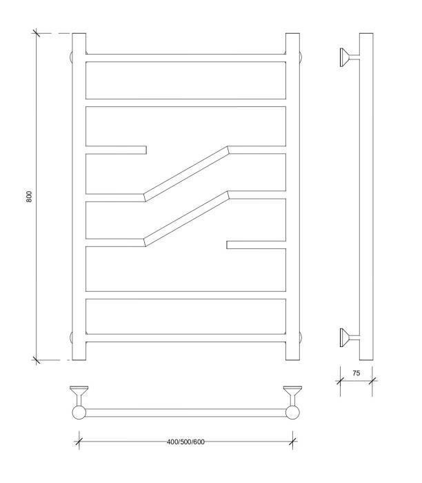 Полотенцесушитель водяной 80x40 Риволи (черный) Secado арт. 4673739228234