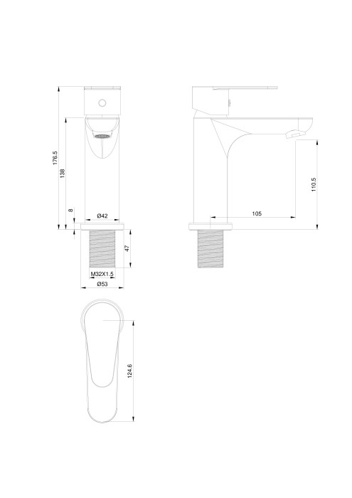 Смеситель для раковины, Wonzon & Woghand Alfa, WW-A40202-MB цвет: черный