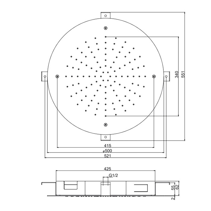 Fima Carlo Frattini Верхний душ 50см., потолочный, Soffioni, F2426OR цвет: золото